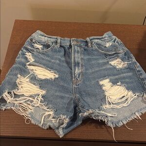 American Eagle Outfitters Blue Distressed Jean Shorts
